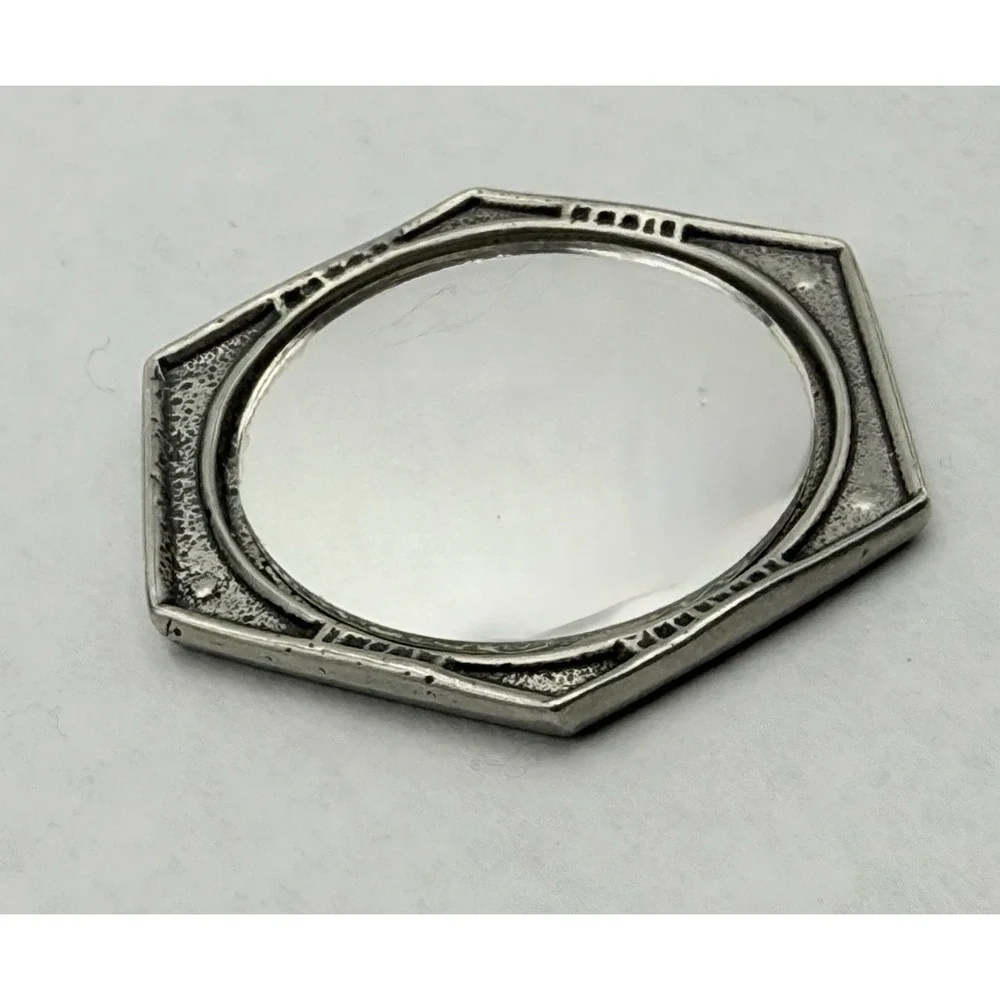 Tin Woodsman Studio Pewter Purse Mirror Hexagon Floral Compact Oregon
